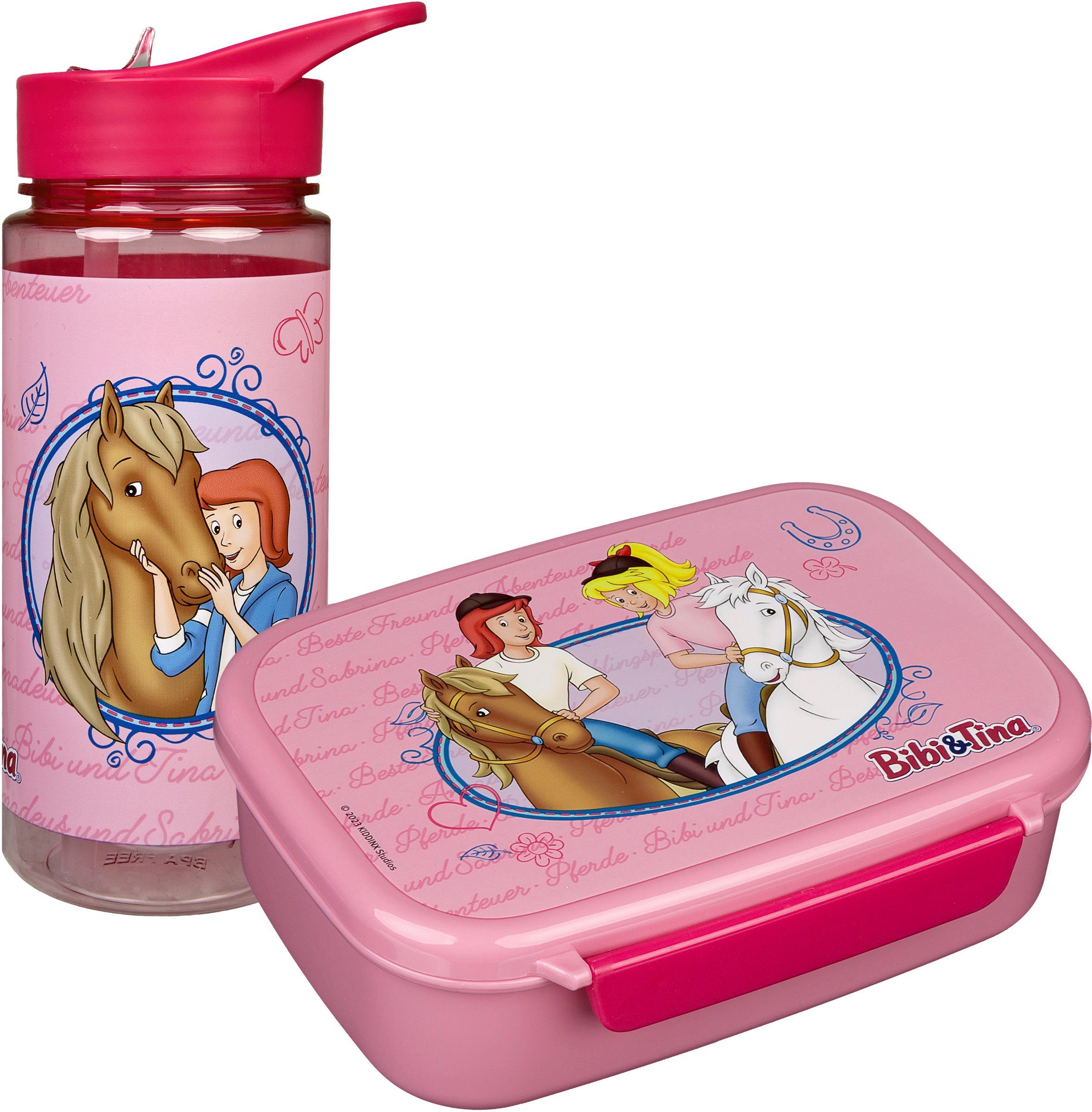 Scooli Lunchbox Bibi & Tina, Kunststoff, (Set, 2-tlg), Brotzeitdose & Trinkflasche