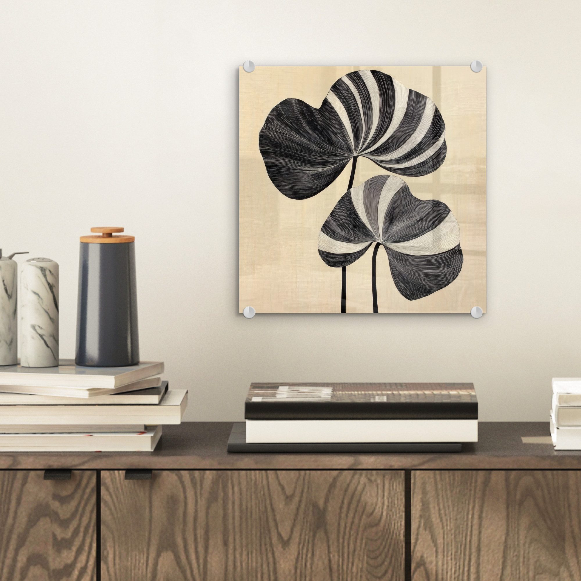 MuchoWow Acrylglasbild Schwarz - Blätter - günstig online kaufen