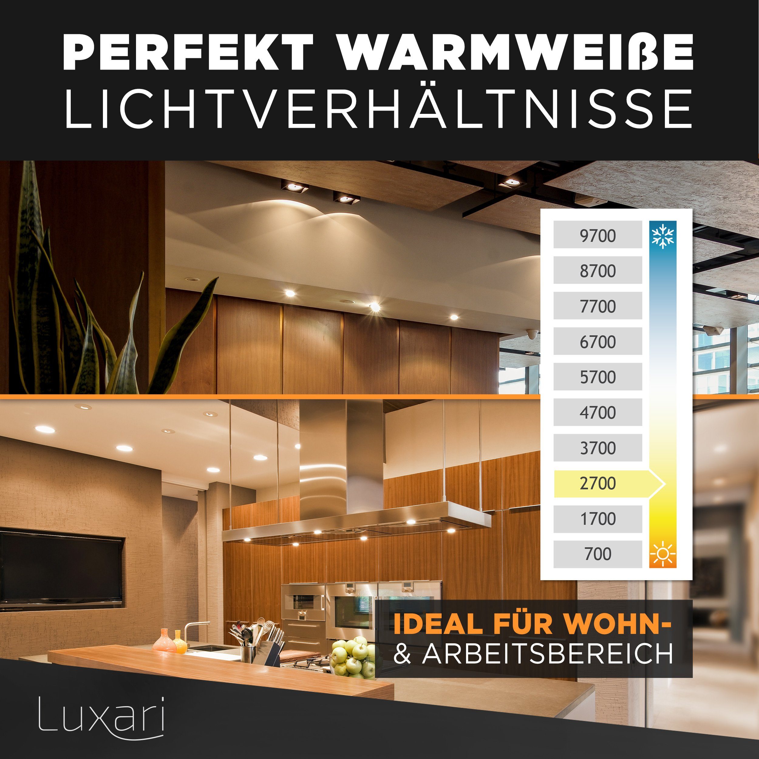 Luxari LED fest LED, LED [10x] LED integriert MR16 Lampe − GU5.3 Deckenleuchte Luxari