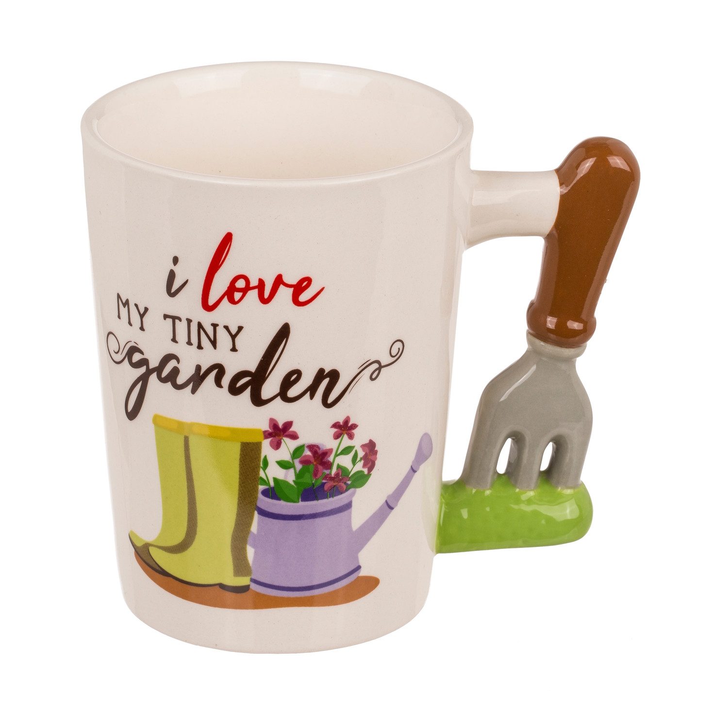 Out of the Blue Tasse I love my tiny garden Gärtner Kaffeebecher mit Gartenhacke als Henkel