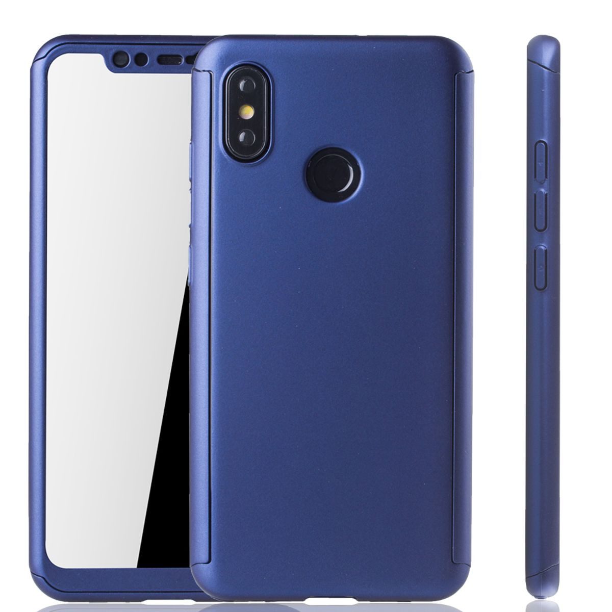 König Design Handyhülle Xiaomi Mi 8, Xiaomi Mi 8 Handyhülle 360 Grad Schutz Full Cover Blau