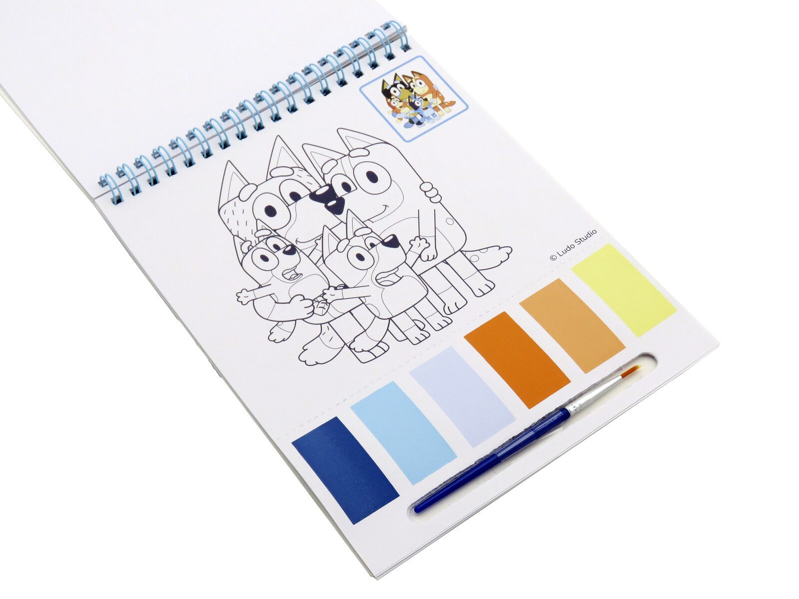 Bluey Malbuch Set Aquarell 24 Vorlagen 6 Wasserfarben und Pinsel Ausmalbuch Kinder