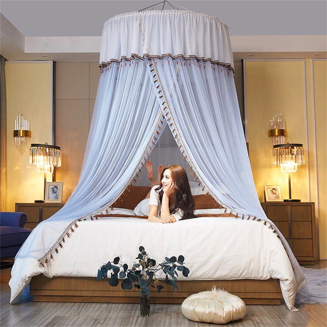 ZAXSD Betthimmel Prinzessin Stil Kuppel Moskitonetz,Anti-Moskito Bett Vorhang Bettdecke Lila