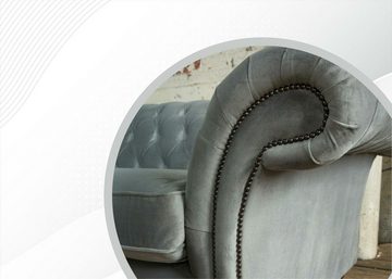JVmoebel Chesterfield-Sofa Grauer Chesterfield Viersitzer Luxus Design Couch Polster Neu, Made in Europe