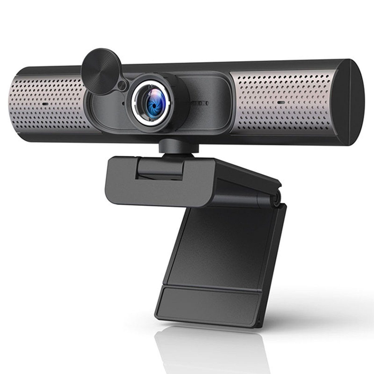 Gontence Webcam, 2K, Live Cam, HD Cam, USB-Anschluss, Autofokus, Full HD Full HD-Webcam (PC-Webcam, mit Objektivdeckel und zwei Mikrofonene)