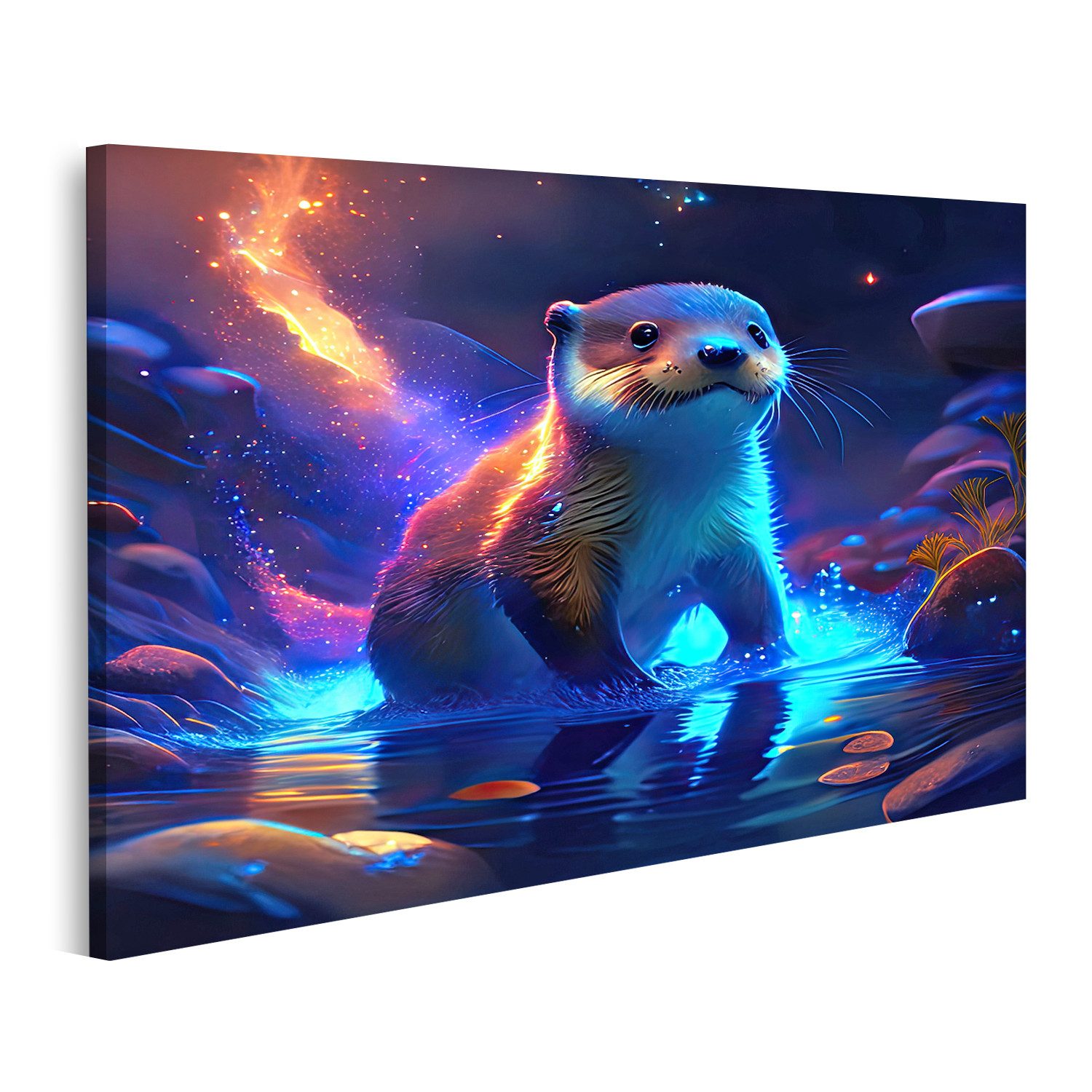 islandburner Leinwandbild Digitale Malerei Baby Otter Wasser Nacht Design Instagram Fa Bilder