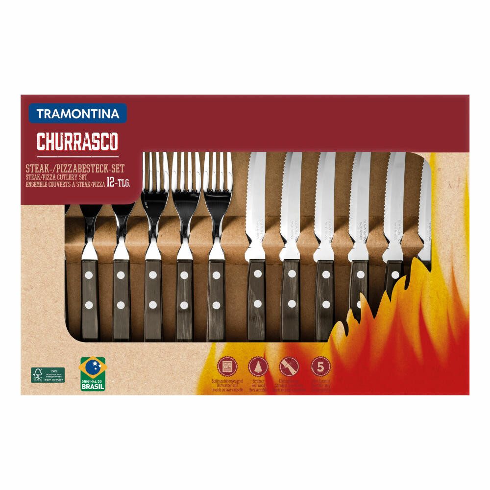 Tramontina Steakbesteck 12-tlg. Braun, Edelstahl
