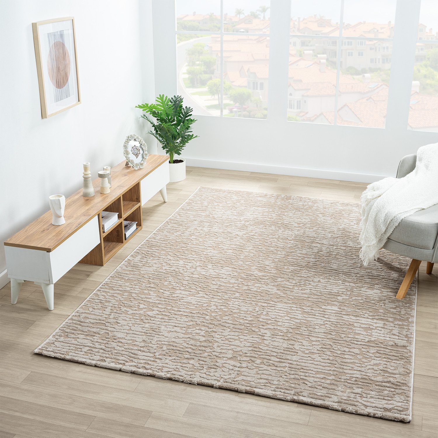 Vimoda Teppich Hoch-Tief Effekt, Gestreifte 3D Muster, Rechteckig, Höhe: 11 günstig online kaufen