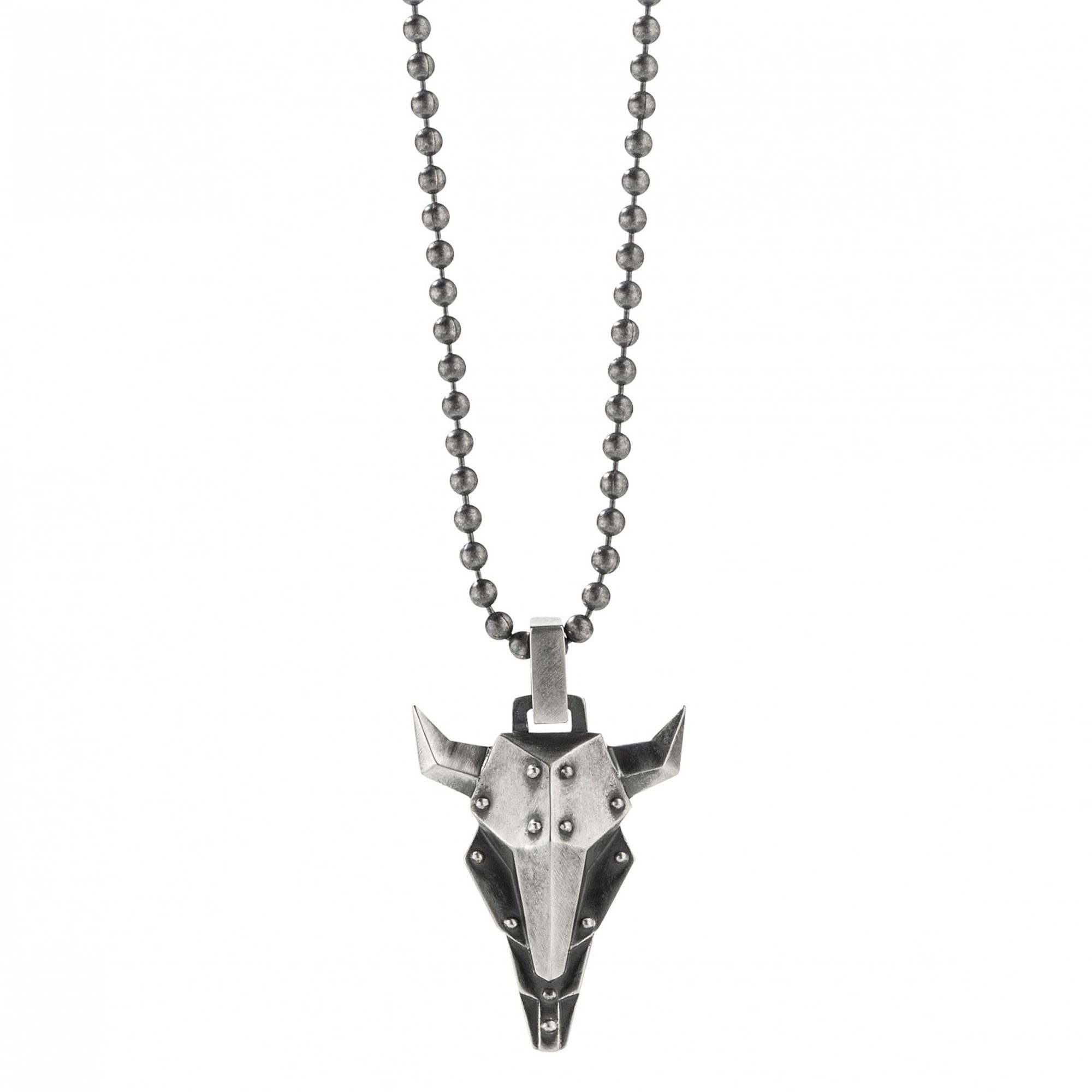 CAÏ Kette mit Anhänger 925/- Silber oxidiert Bullhead