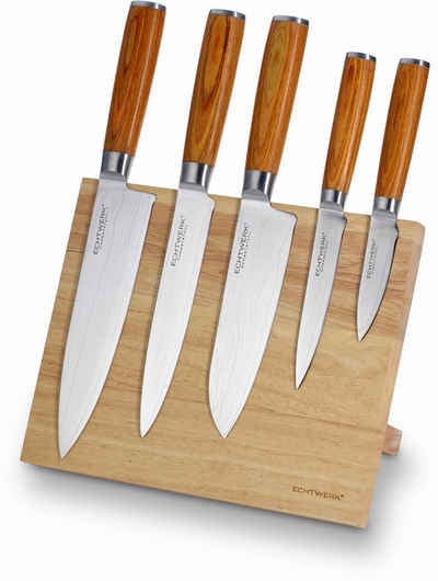 ECHTWERK Magnet-Messerblock »Damaszener« (6tlg), incl. Damaszener Messer-Set mit Holzgriffen in natürlicher Optik