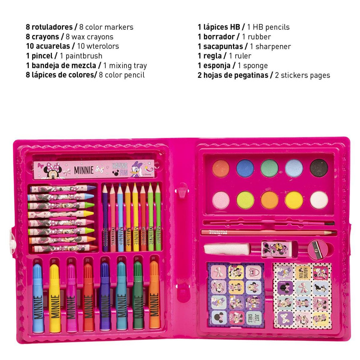 Cerda Kreativset Disney Minnie Kreatives Schreib- und Malset mit Minnie-Motiv, (Mal- und Schreibset für Kinder, Kompaktes Kreativset für Kinder im Minnie Mouse Design), Kompakt und tragbar