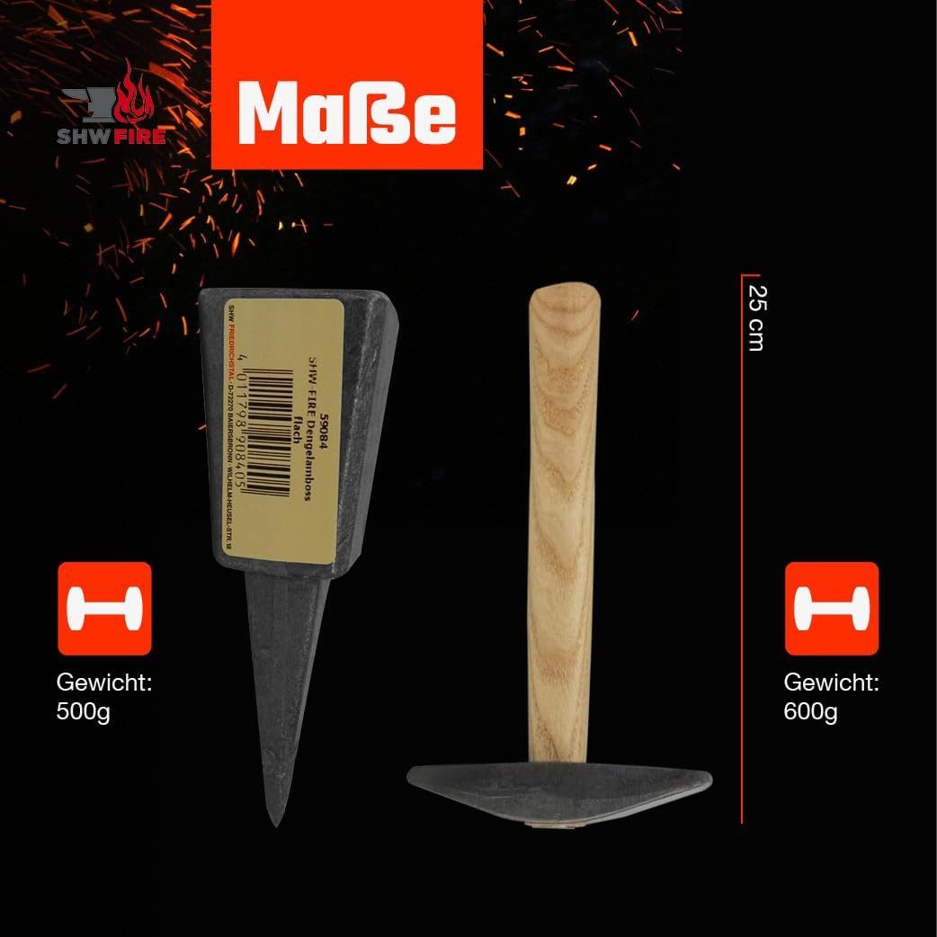 SHW FIRE Hammer SHW Dengelhammer und Dengelamboss Set