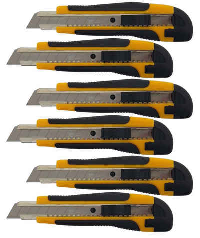 varivendo Cuttermesser 6 x Profi-Cuttermesser 18mm schwarz/gelb mit Auto-Lock Teppichmesser, Klinge: 1,80 cm, (Set, 6-tlg., Cuttermesser), Cutter Automatikmesser Dachdeckermesser Sicherheitsmesser