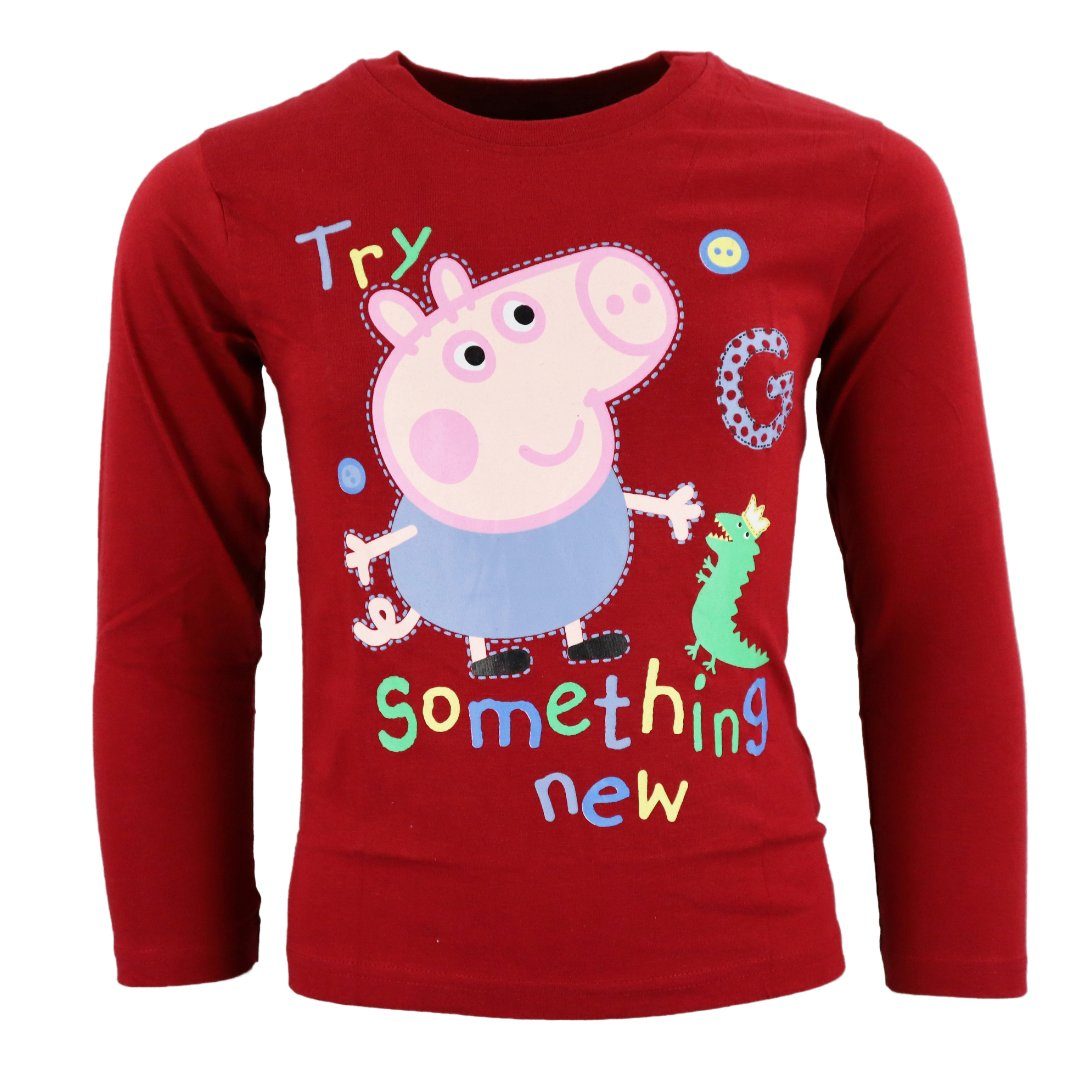 Langarmshirt Peppa George 92 bis Peppa Pig Rot Shirt 116 Gr. Wutz Kinder Langarm