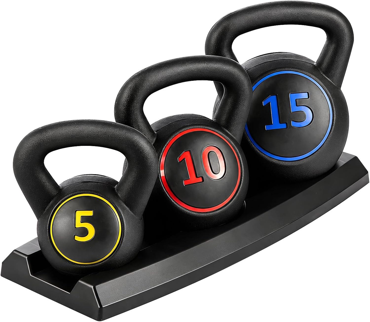 Youyijia Hantel 3-teiliges Kettlebell Set mit Aufbewahrungsständer, Fitness Training
