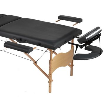 Feel2Home Massageliege Massageliege 3 Zonen Holz Schwarz Therapiebank Kosmetiktisch Klappbar