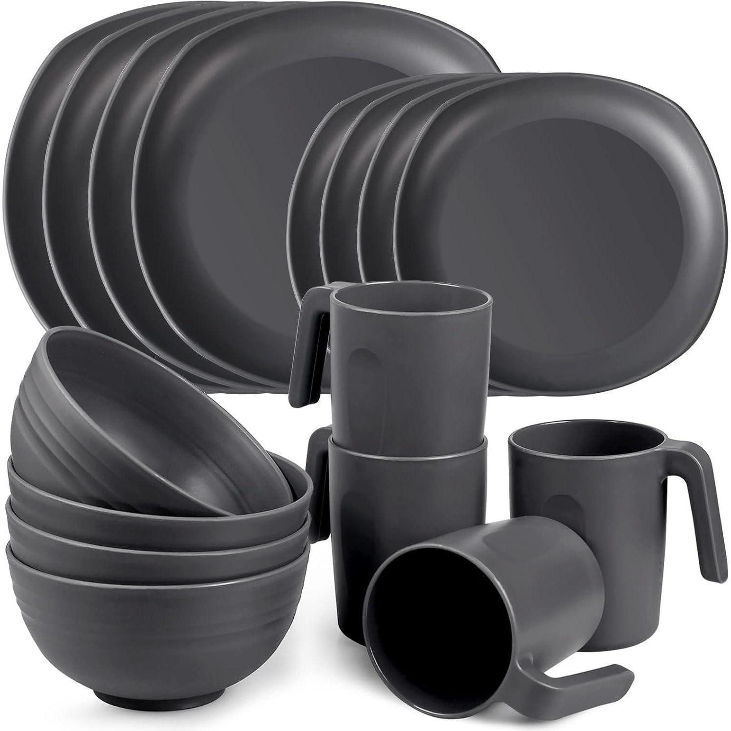 LuxusKollektion Kombiservice Geschirrset PP 16 Teile Speiseteller Dessertteller 16pcs-quadratisch-2
