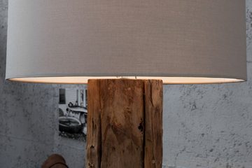 Licht-Erlebnisse Stehlampe ROOTS, ohne Leuchtmittel, Holz Leinen 160 cm Schirm: Ø 50 cm in Natur Hellgrau