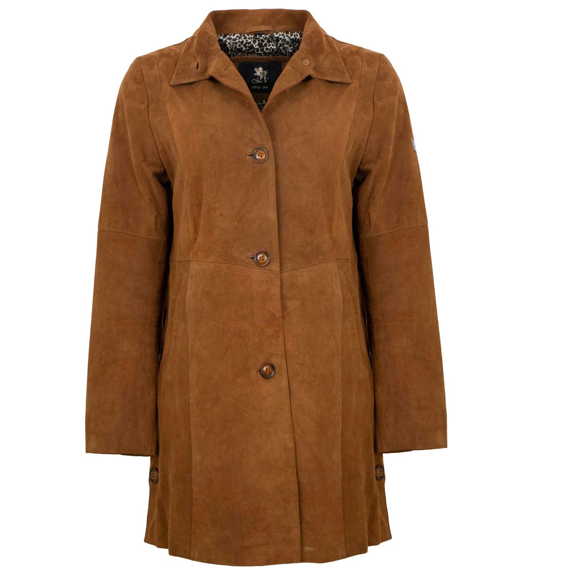 Otto Kern Lederjacke Mariella OTTO KERN - Damen Ledermantel Velourleder Wildleder braun