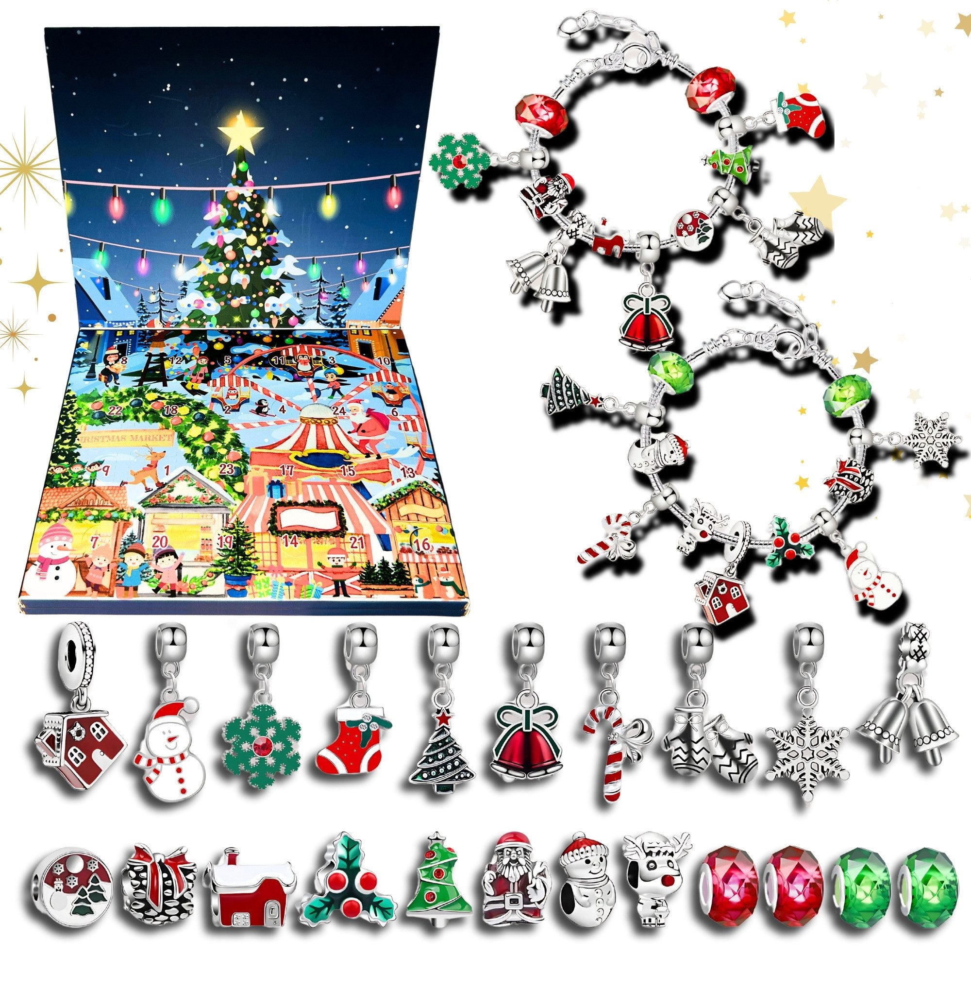 Lucadeau Schmuck-Adventskalender Kinder 2025 - Zauberhafte Armbänder für Mädchen zu Weihnachten (Geschenkset), hochwertiger Календари, Geschenk für Mädchen ab 5