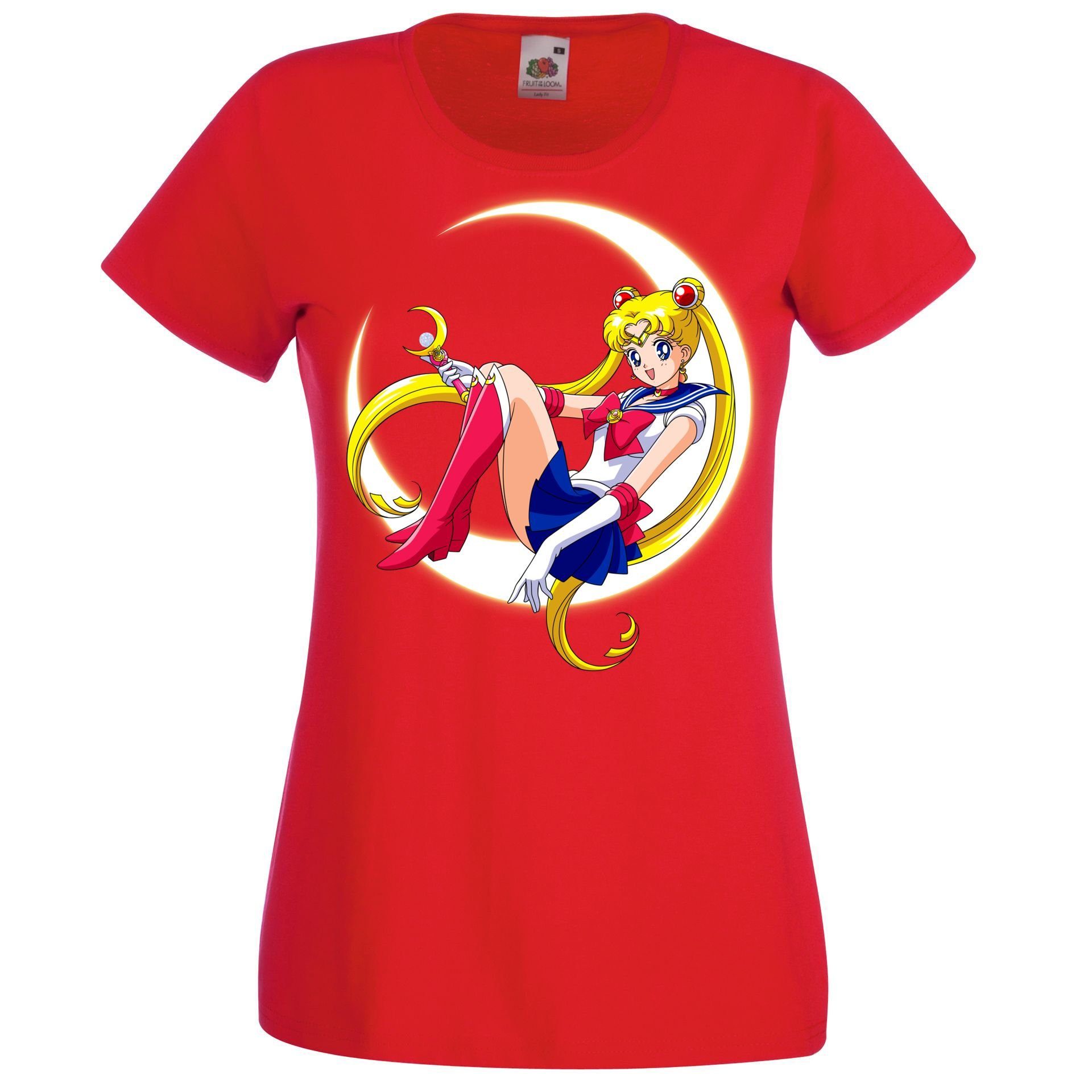 Youth Designz T-Shirt Sailor Moon Damen T-Shirt Mit trendigem Frontprint Rot