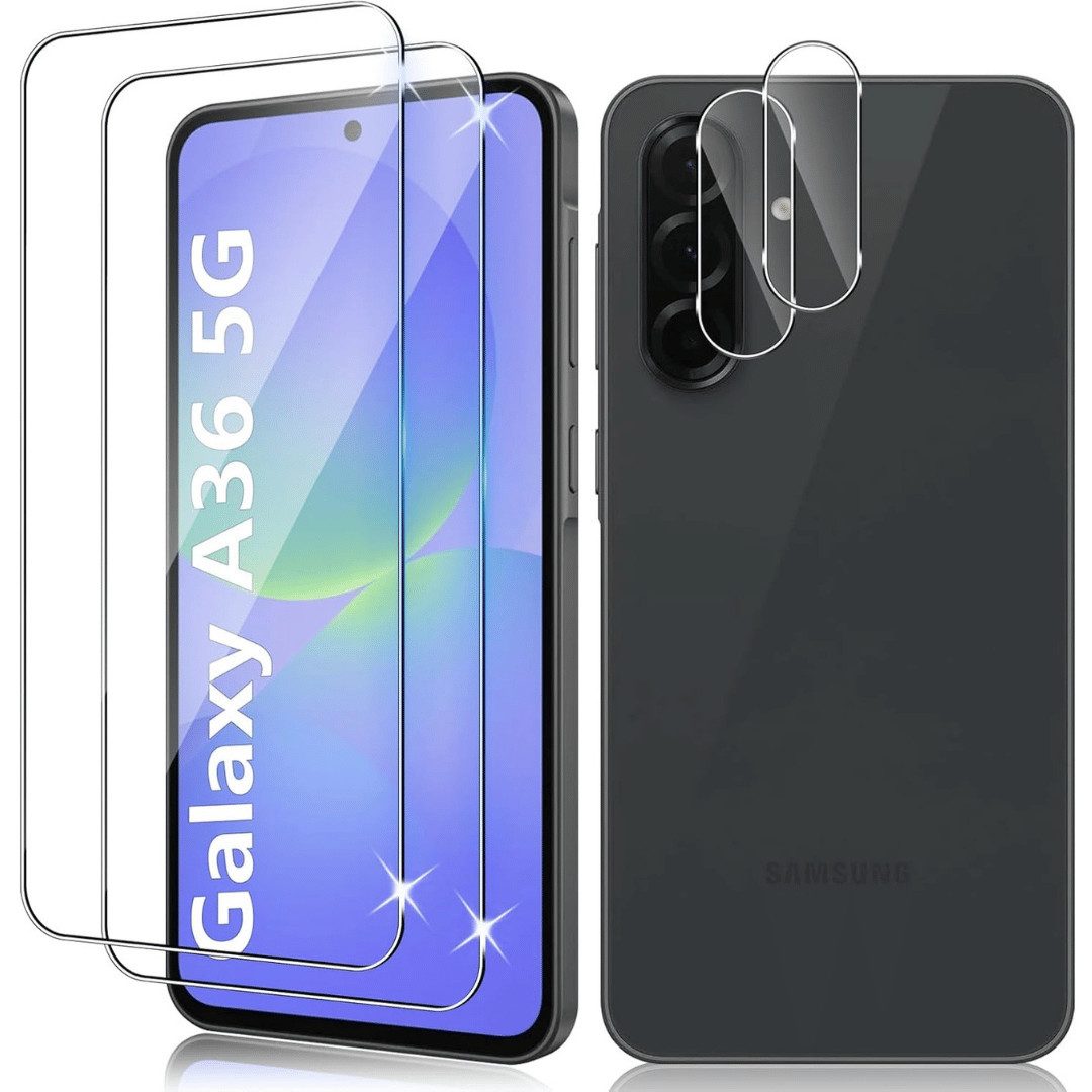 SmartUP Displayschutzglas 2X Schutzglas für Samsung Galaxy A36 5G Panzerfolie Display Kamera 9H für Für Samsung Galaxy A36 5G, kompletter Rundumschutz