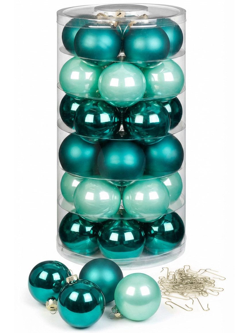 MAGIC by Inge Weihnachtsbaumkugel Weihnachtskugeln Green Emerald 30 Stk 6cm + Haken