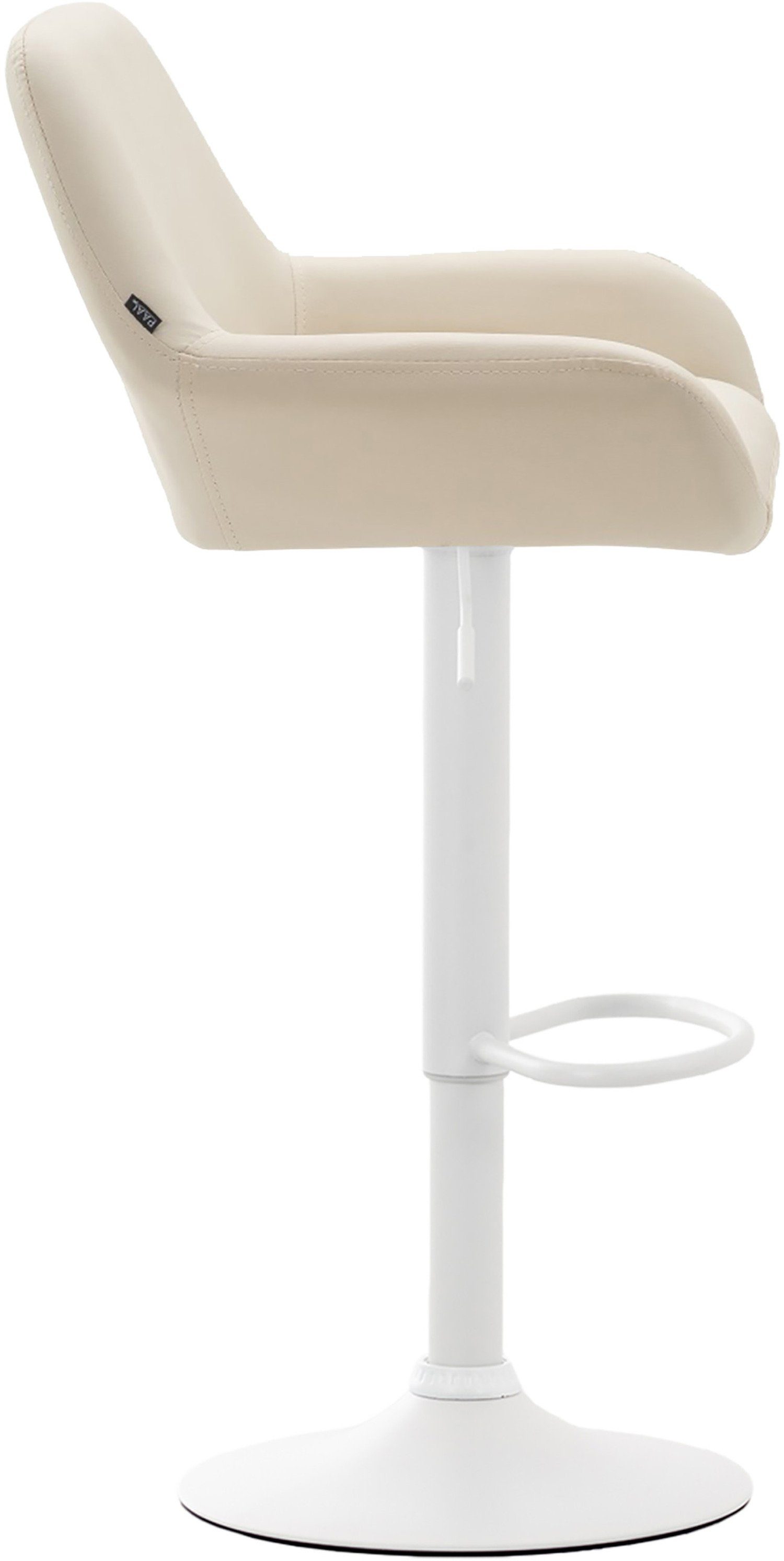 - Fußstütze (Barstuhl TPFLiving bequemer Sitzfläche: Rückenlehne Creme Küche Metall weiß Hocker mit für und Gestell 360° Sitzfläche & - Barhocker Kunstleder Bragnum drehbar), angenehmer Theke