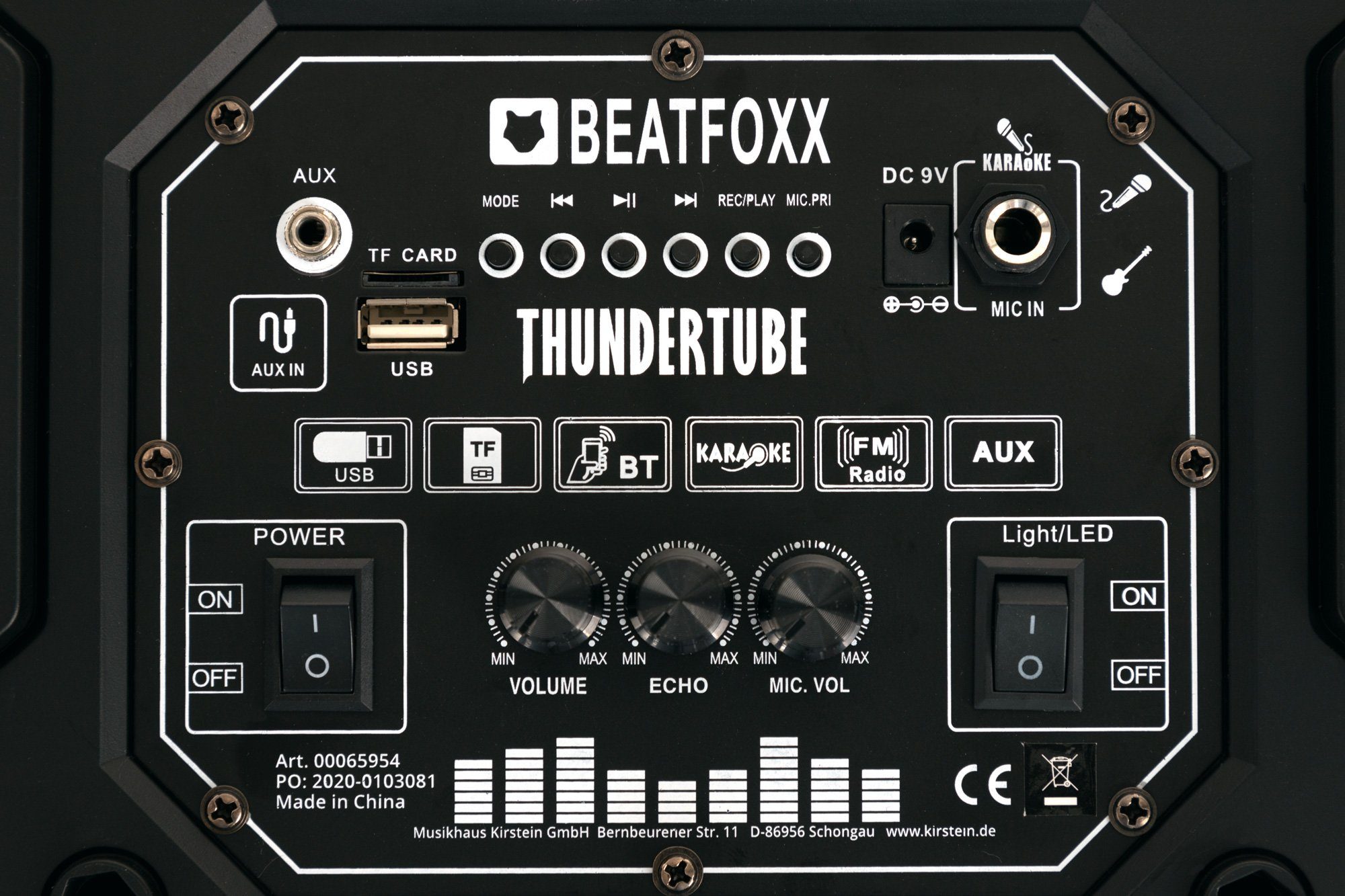 Beatfoxx PBS-835 Thundertube Party Anlage Funktion) Bluetooth-Lautsprecher Speaker mit 60 Karaoke Mobile (UKW-Radiotuner, DJ/PA W