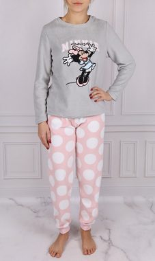 Sarcia.eu Schlafanzug Minnie Mouse Disney Fleece Damen Schlafanzug, grau und rosa Erbsen XXS