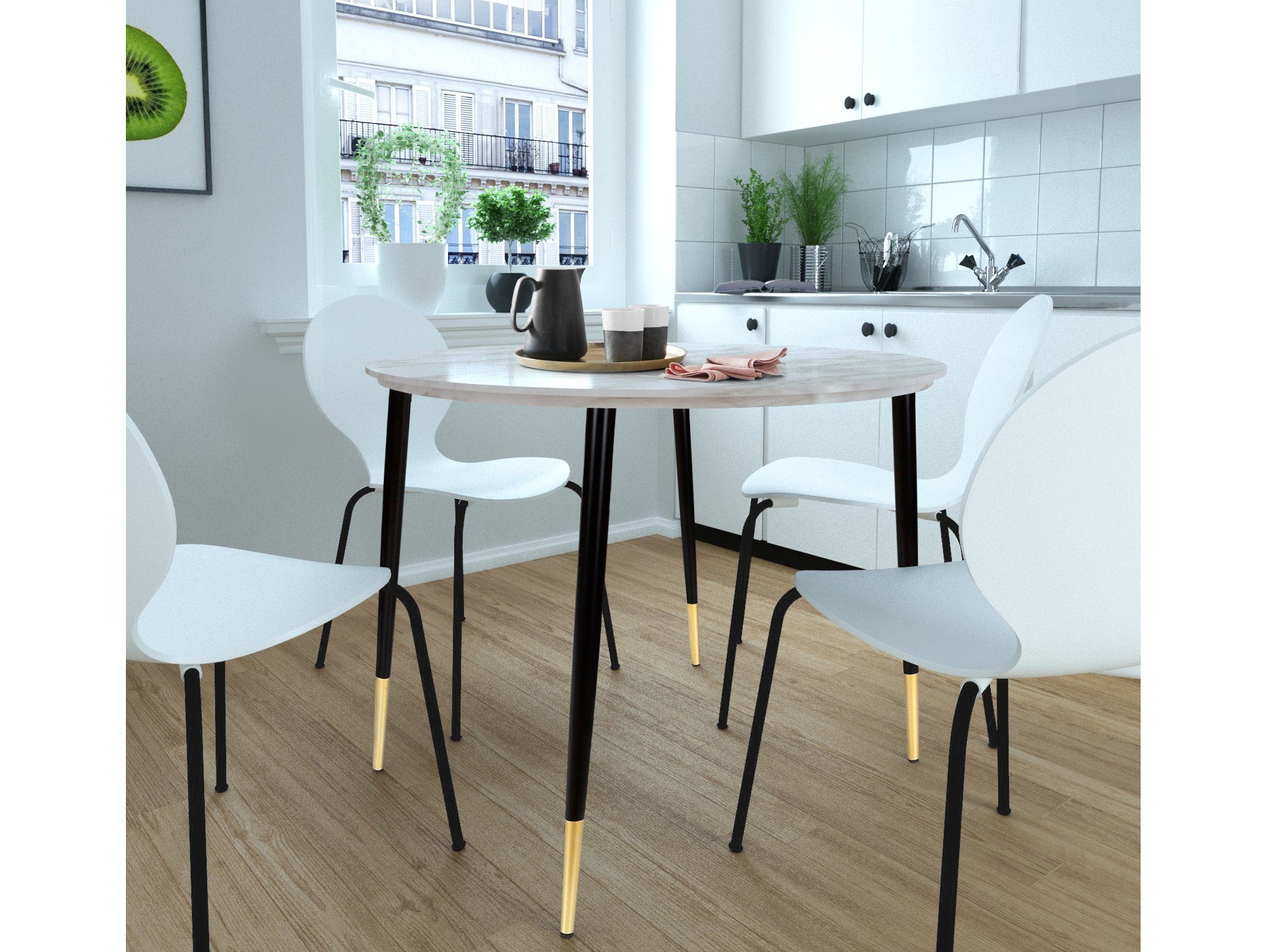 loft24 Esstisch Matcha, in Marmoroptik, rund, günstig online kaufen