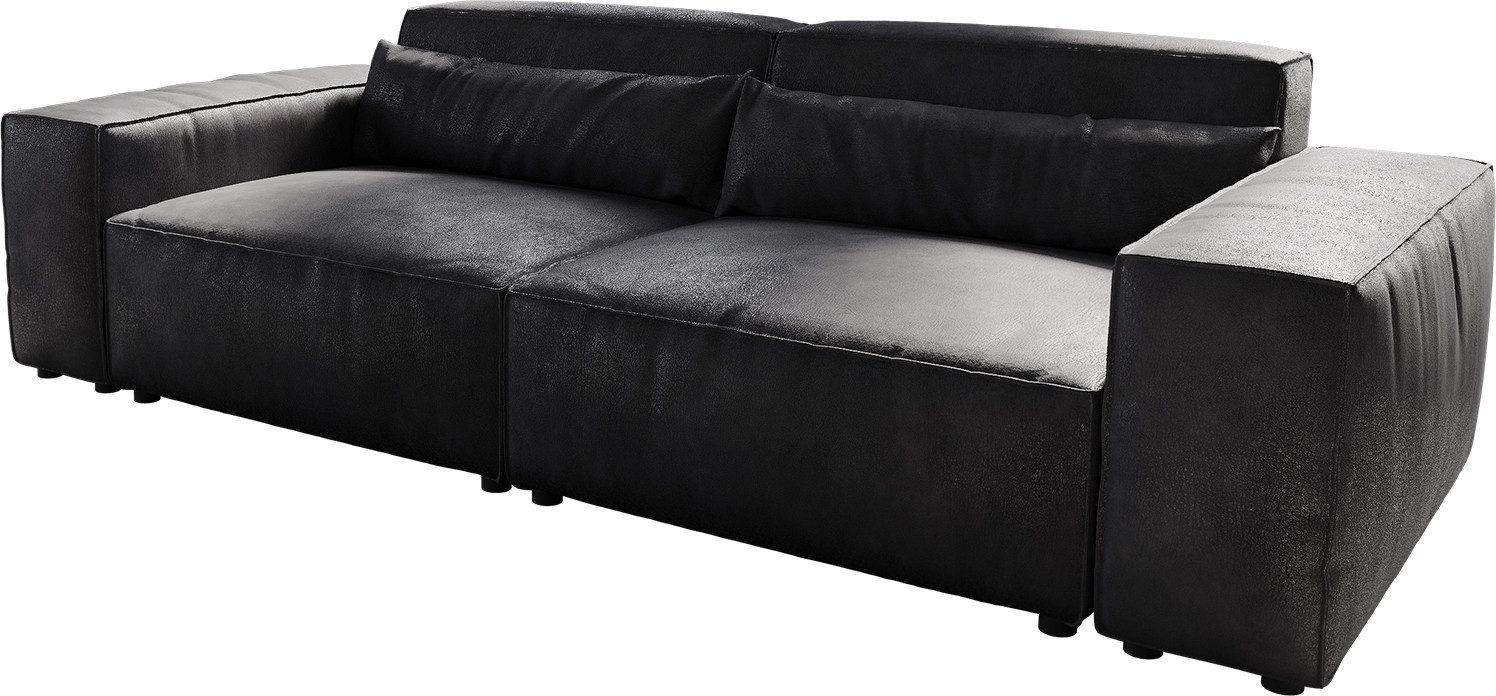 DELIFE Big-Sofa Sirpio, Lederimitat Vintage Anthrazit 230x95 cm