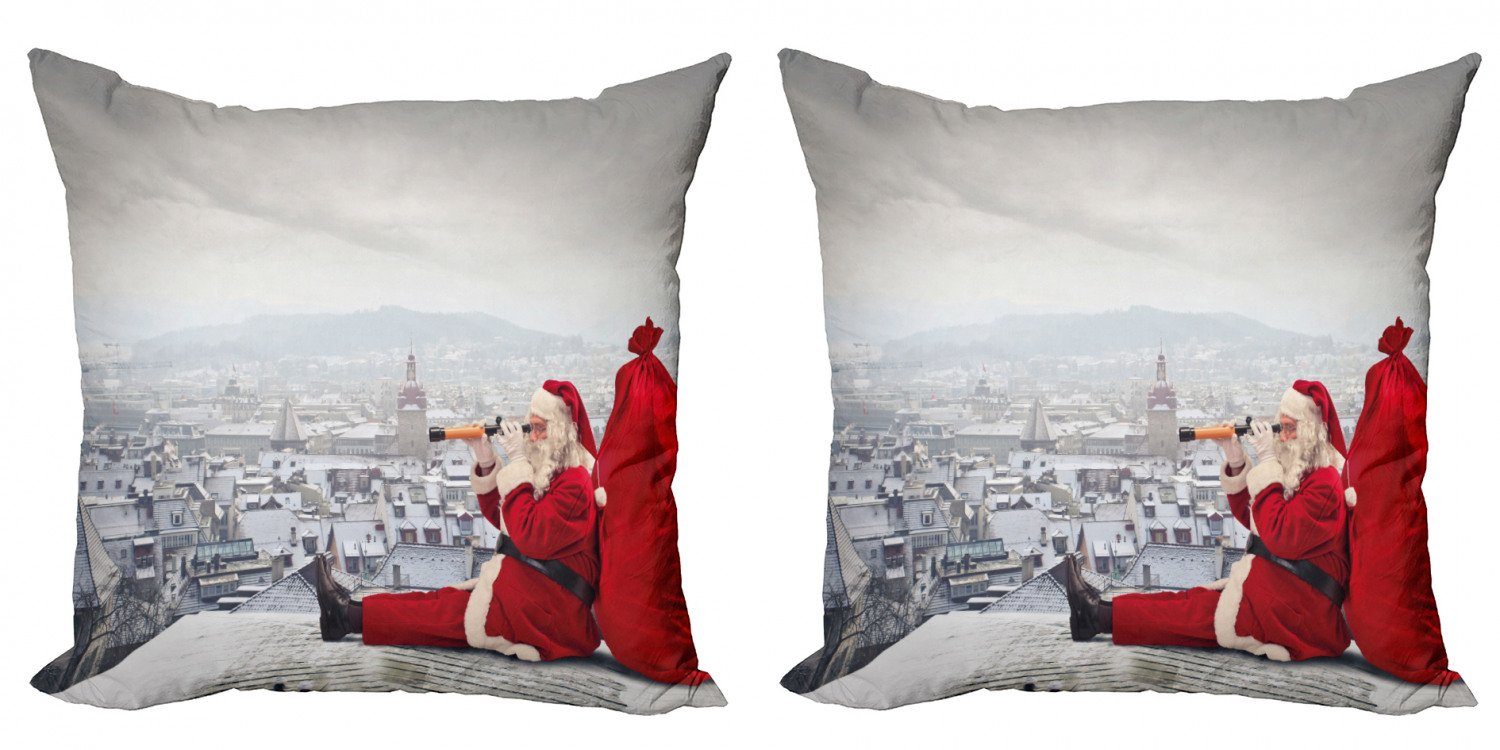 Kissenbezüge Modern Accent Doppelseitiger Digitaldruck, Abakuhaus (2 Stück), Weihnachten Sankt auf dem Dach