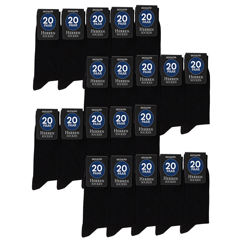 OCCULTO Businesssocken Herren Schwarze Socken 10er, 20er, 30er Pack (Modell: Hermann) (20-Paar)