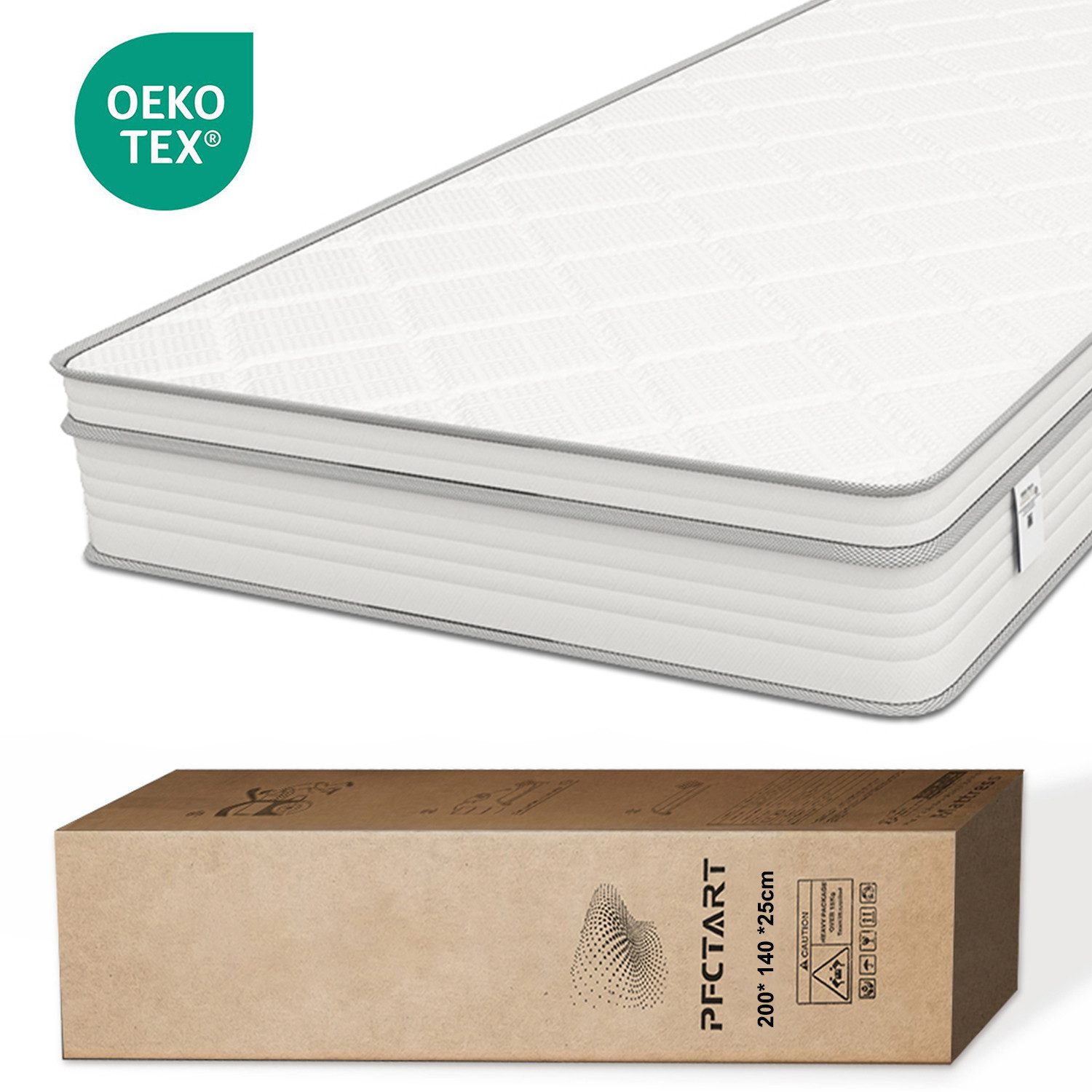 Taschenfederkernmatratze Taschenfederkernmatratze 90/140x200 cm, H4, Federkern Matratze, PFCTART, 25 cm hoch, (Set, Vakuumverpackt, mittelfest für Einzel- und Doppelbetten), Matratze: Gel-Schaum, Bewegungsisolierung, Öko Tex, glasfaserfrei