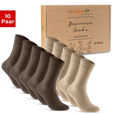 sockenkauf24 Socken 10 Paar Premium Socken Herren & Damen Komfort Business-Socken (Sand/Braun, 10-Paar, 39-42) aus gekämmter Baumwolle mit Pique-Bund (Exclusive Line) - 70101T