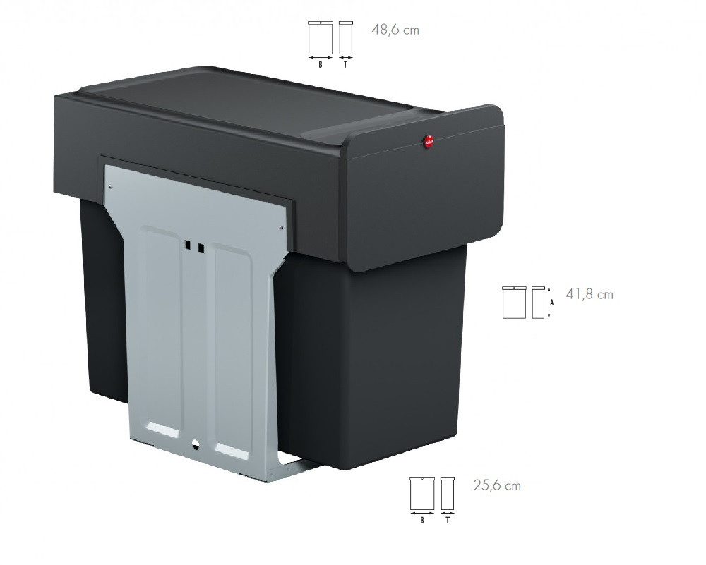 Hailo Einbaumülleimer Hailo Abfallsammler 0310-100 EcoLine Design L 2x 15 Liter, Vollauszug mittels kugelgeführten Teleskopschienen