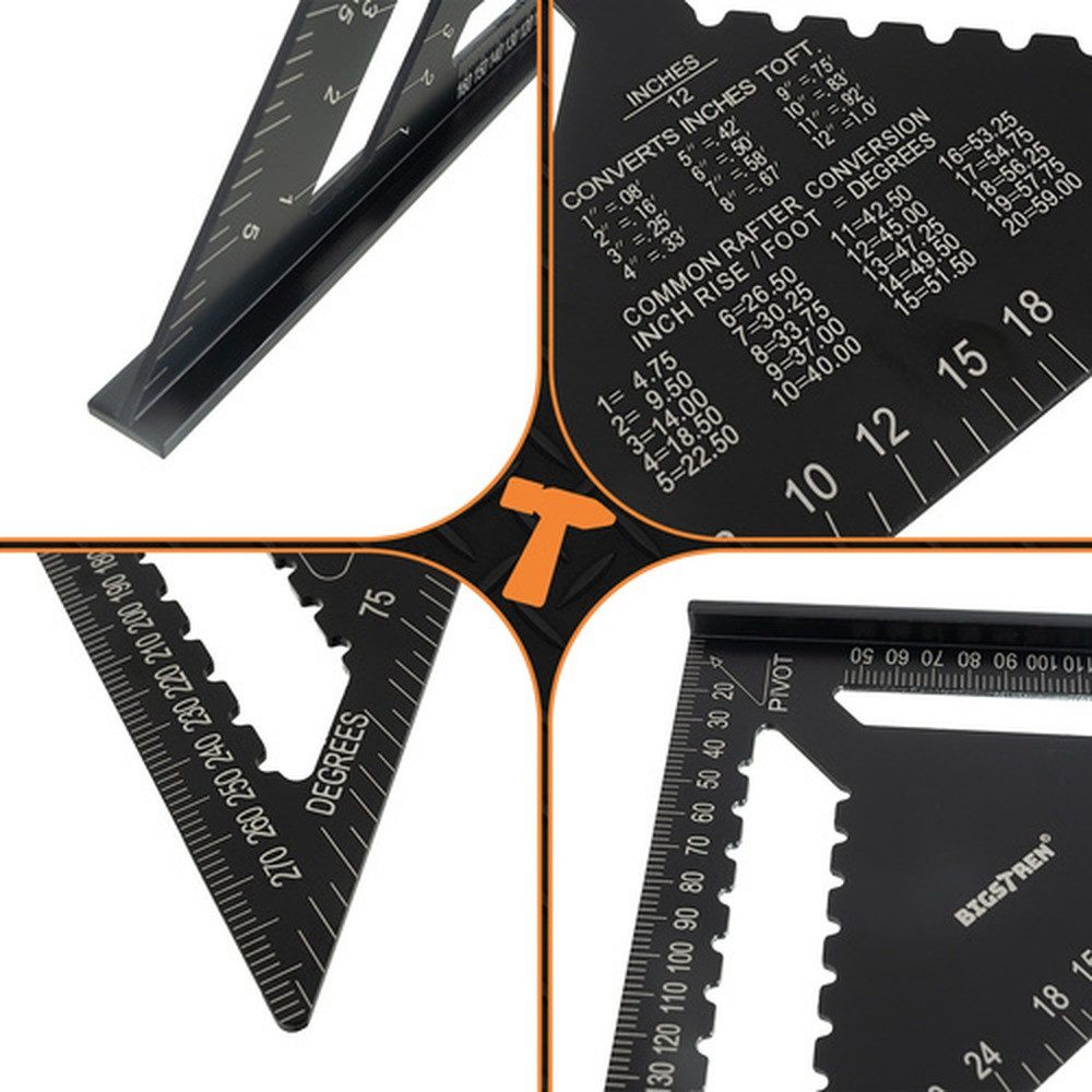 BIGSTREN Zimmermannswinkel Messlineal Zimmermannswinkel, 450x300 mm (Spar-Set, 1-St., präzise Messungen), bruch- und verformungsresistent für langfristige Nutzung