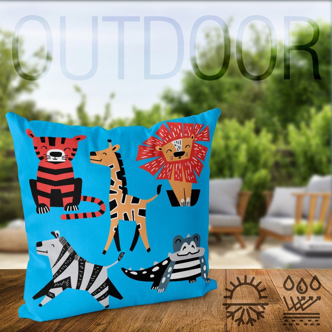 Kissenbezug, VOID (1 Kissenbezug blau Löwe Zebra Kinder Stück), Krokodil Tiger Sofa-Kissen Af Tiere Giraffe Zootiere Zoo