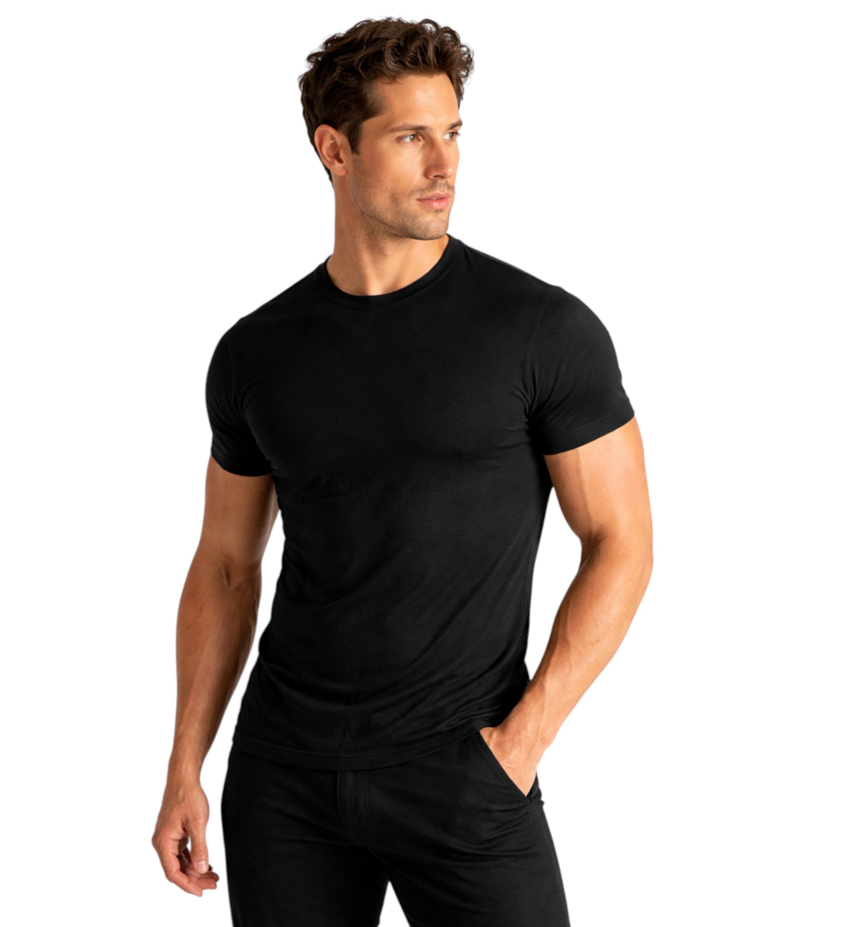 fashionshowcase Unterhemd 4er-Pack Unterziehshirts Kurzarm, Schwarz, 100% B günstig online kaufen