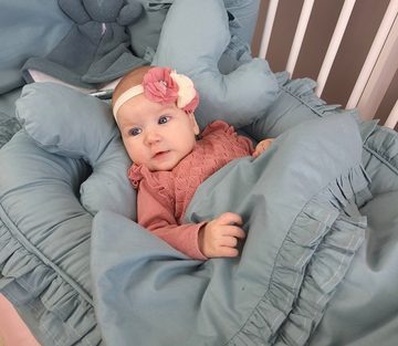Babyhafen Kuschelnest Babynest Babykokon Set 4-tlg. für Neugeborene einfarbig, (4-tlg), Baumwolle, Rüschen
