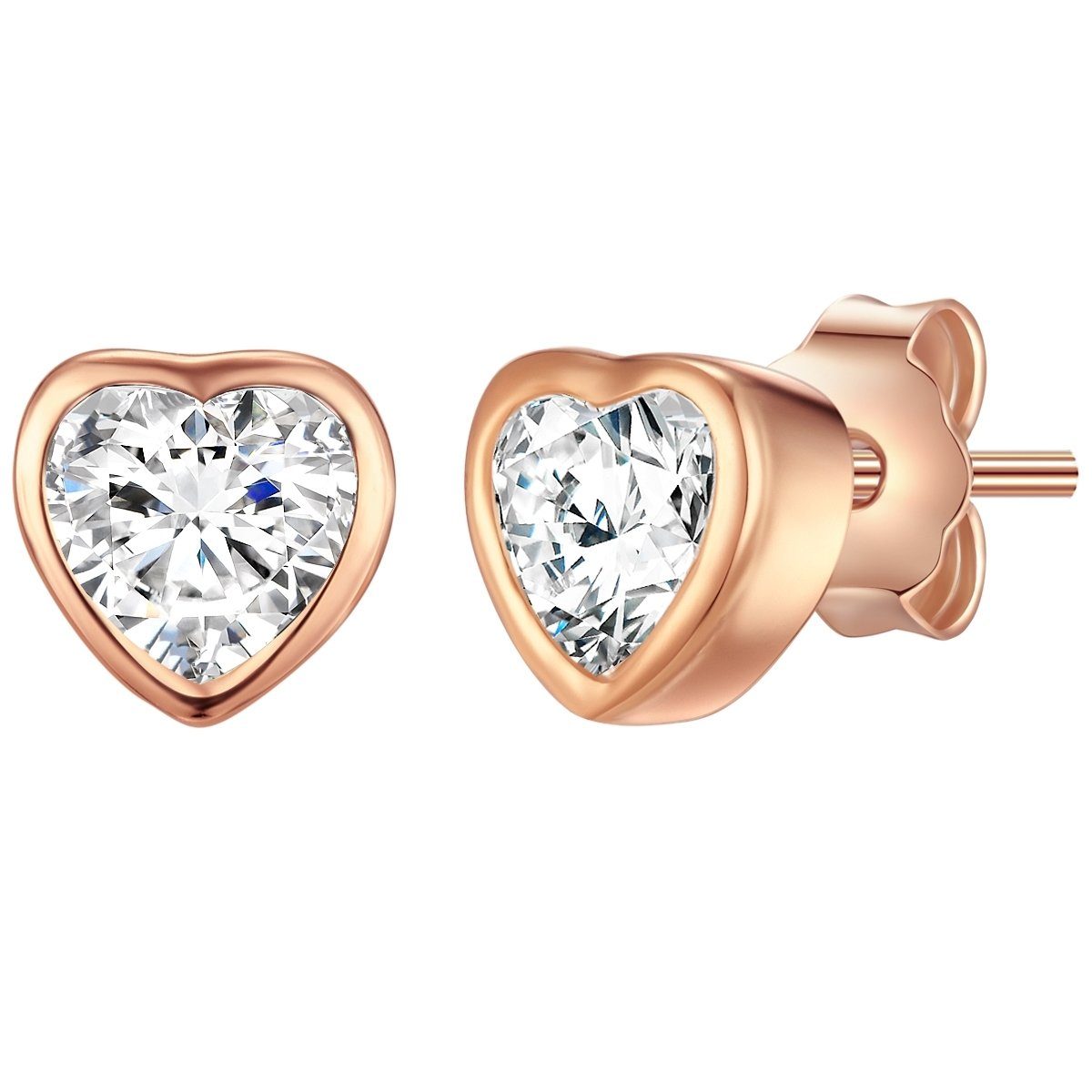 Rafaela Donata Paar Ohrstecker Herz roségold, mit Zirkonia günstig online kaufen