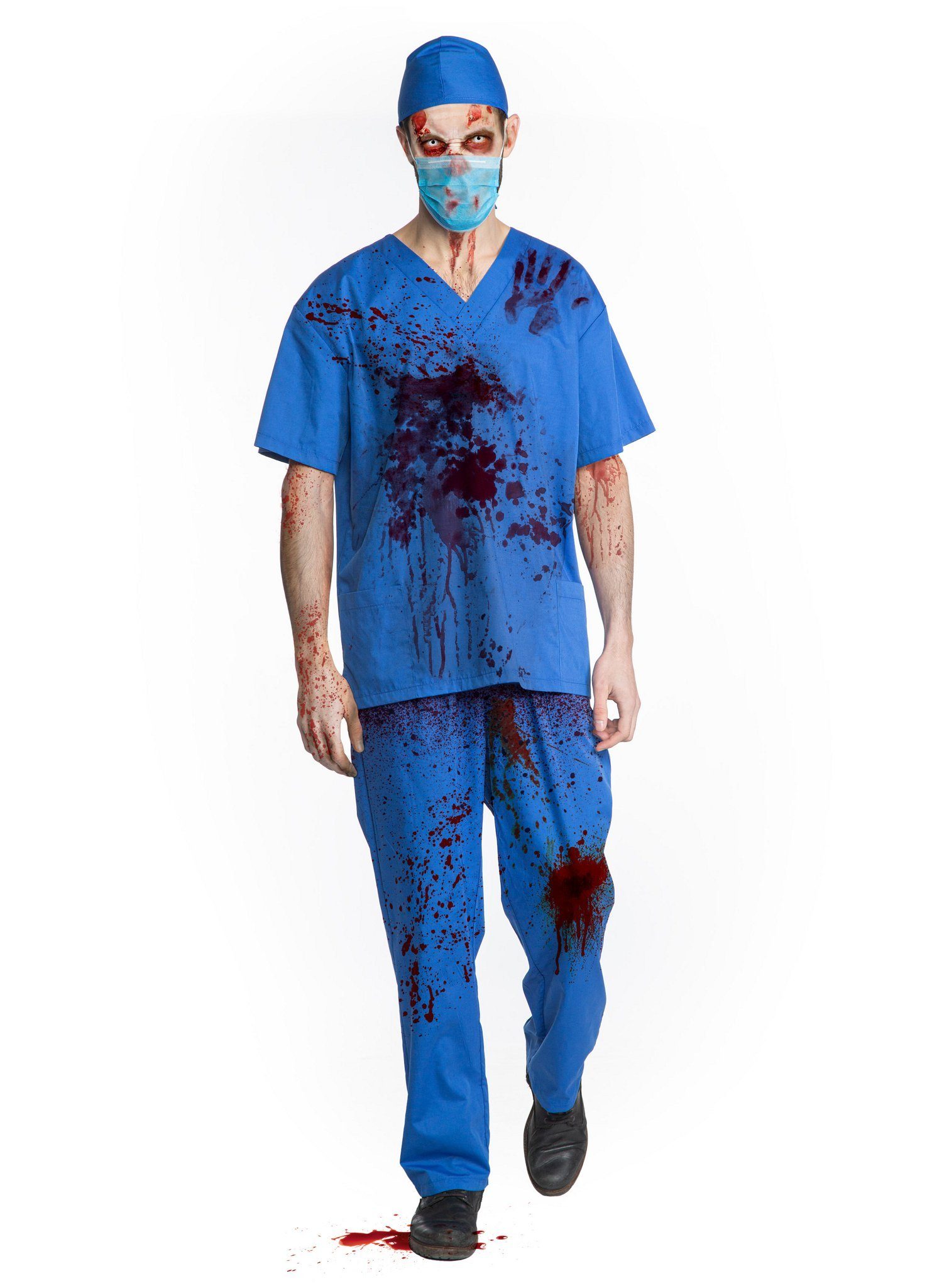 Metamorph Kostüm Horror Chirurg Kostüm, Der Zombie Arztkittel mit Blutspray zur eigenen Gestaltung