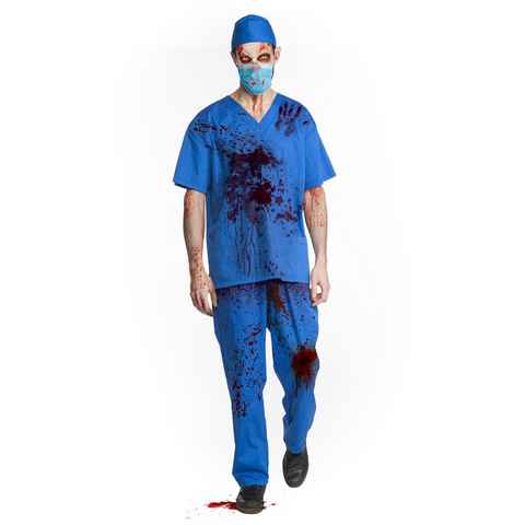 Metamorph Kostüm Horror Chirurg Kostüm, Der Zombie Arztkittel mit Blutspray zur eigenen Gestaltung