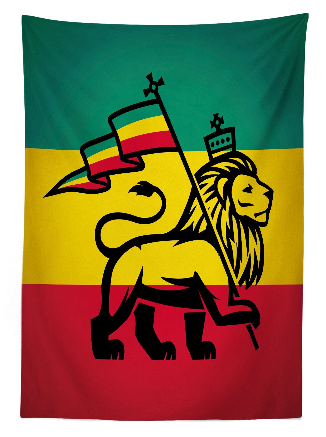 Judah Für den Flagge Farbfest Tischdecke Abakuhaus Lion Bereich geeignet Rasta Waschbar Rastafari Klare Außen Farben,