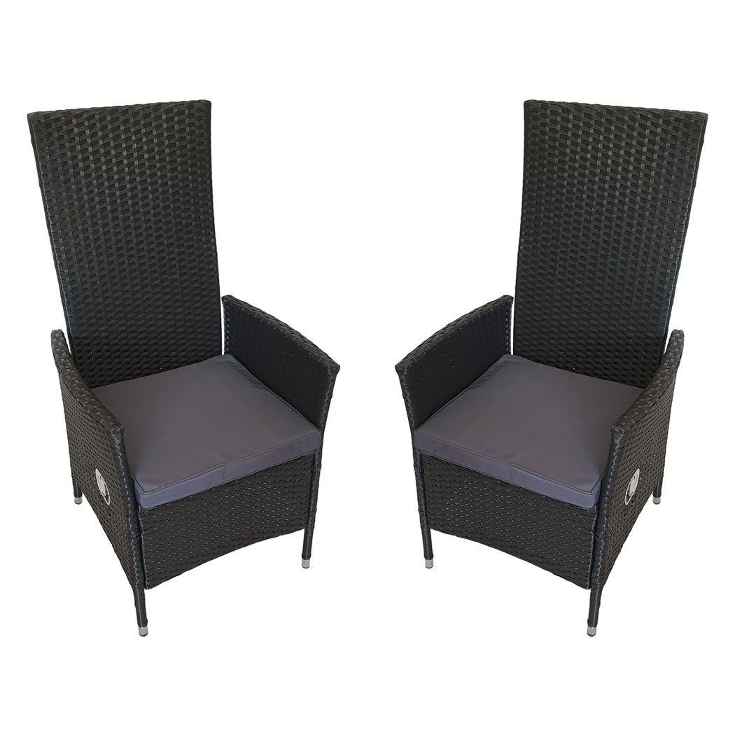 KMH Gartenstuhl Hochlehner Polyrattan Sessel TJORBEN in Schwarz