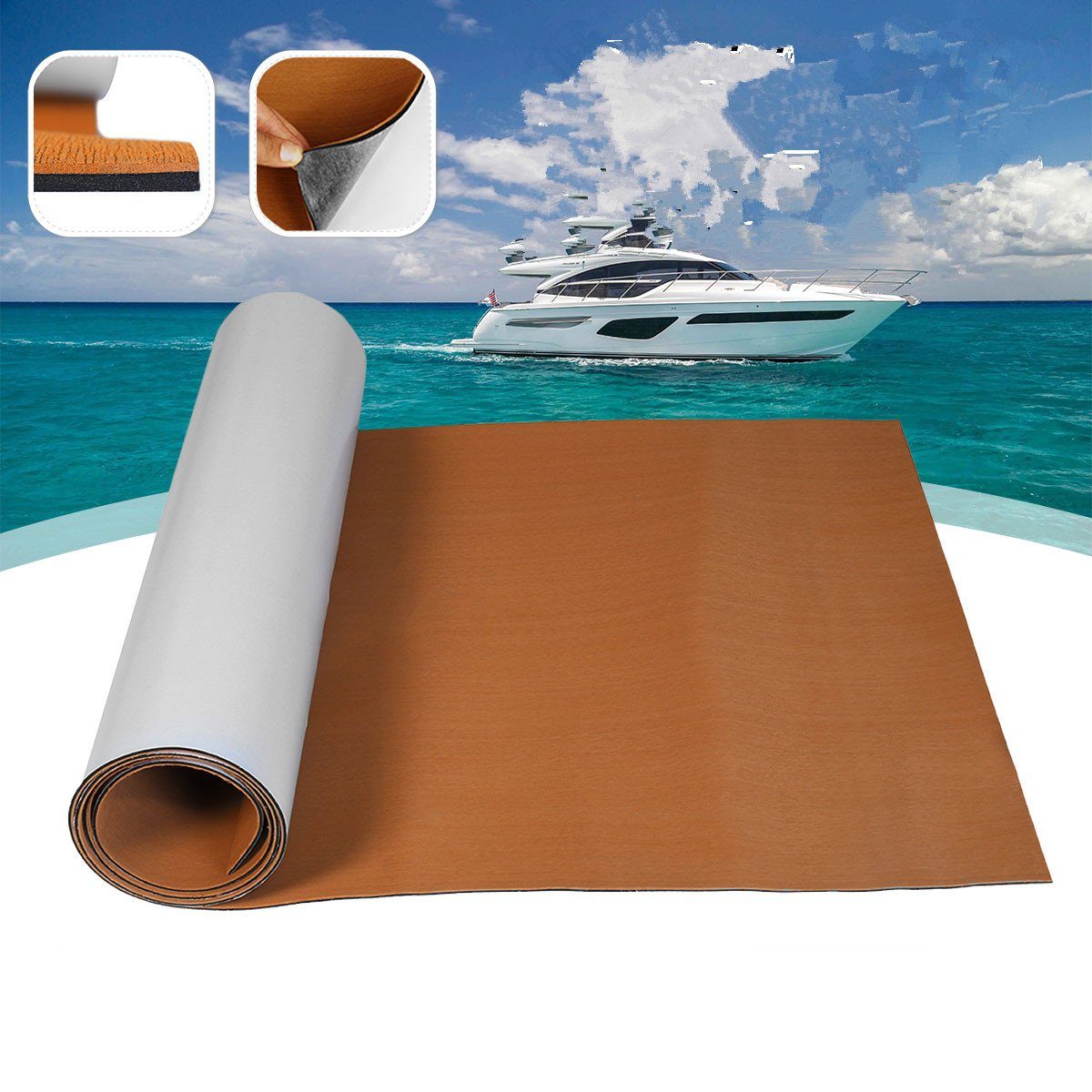 Fußmatte, ELUTO, EVA Schaum Bodenbelag Bodenmatte für Boot Yacht  240x60x0,6cm