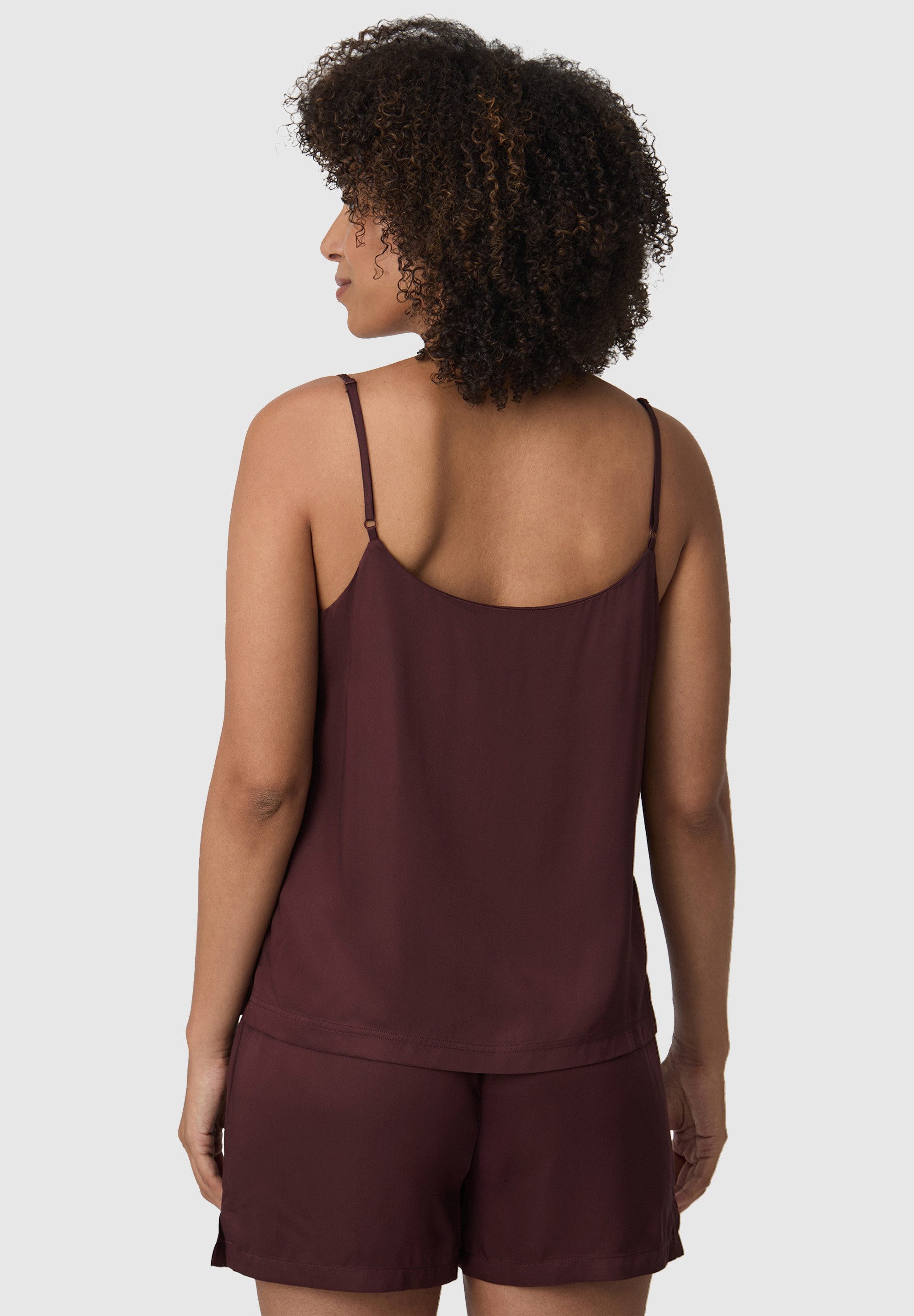 Les Lunes Pyjamaoberteil BLOOM Sleep Camisole shiny Nacht Camisole, Satin Optik, Bambusviskose, atmungsaktiv, Sleepwear