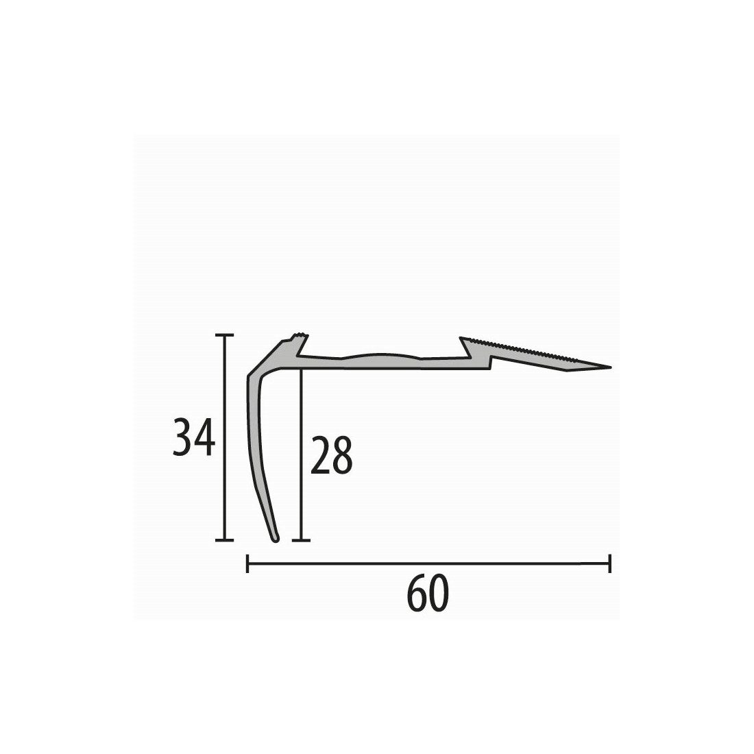 Küberit Treppenkantenprofil 34 x 60 x 2500 mm Winkelprofil Edelstahl Gebohrt Aluminium