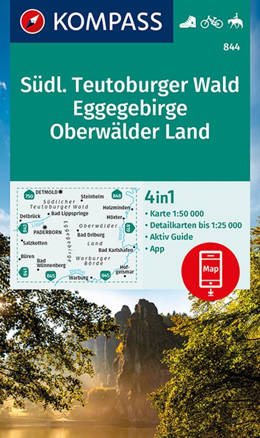 KOMPASS Wanderkarte 844 Südlicher Teutoburger Wald - Eggegebirge - Obe / diverse